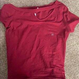Maroon t shirt with front slit
